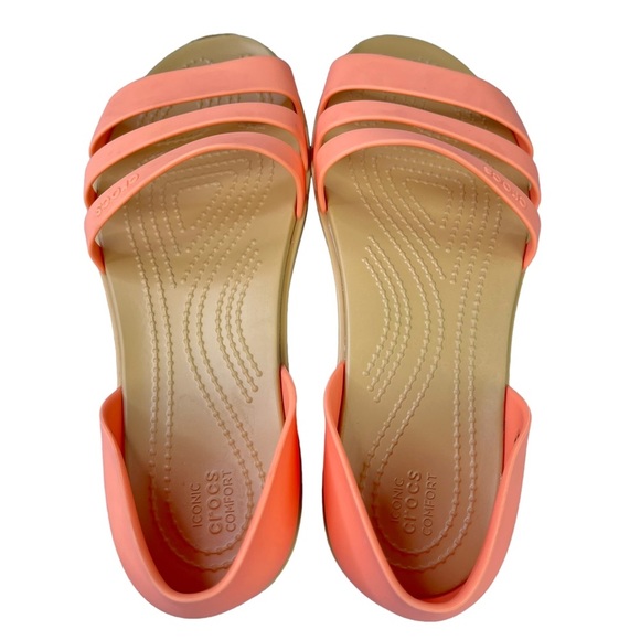 Crocs Tulum Open Toe Flats Womens Coral Strappy Sandals Size 8 - Picture 6 of 13